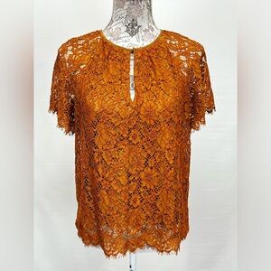 J. CREW Ochre lace flutter sleeve top size‎ XS.